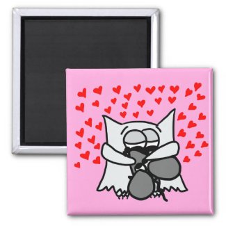 Hugging Owl and Mouse Magnet