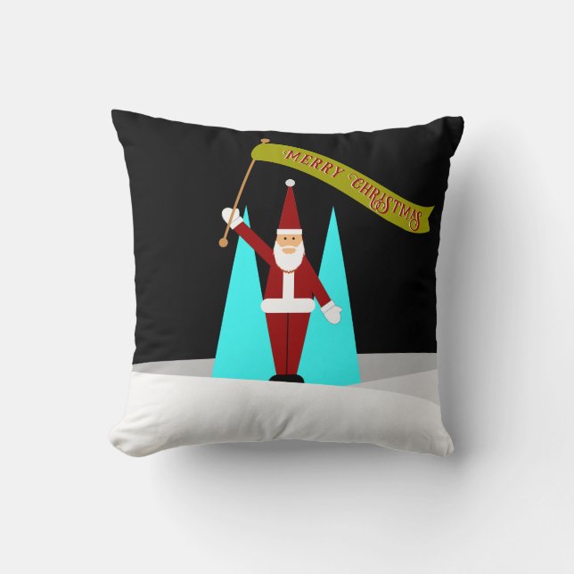Hugging Santa Claus Throw Pillow (Front)