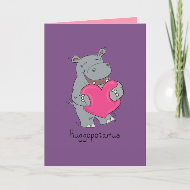 Huggopotamus Valentine's Day Hippo Greeting Card (Front)
