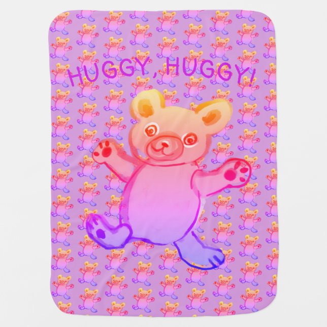 huggy, huggy, teddy bear baby blanket (Front)