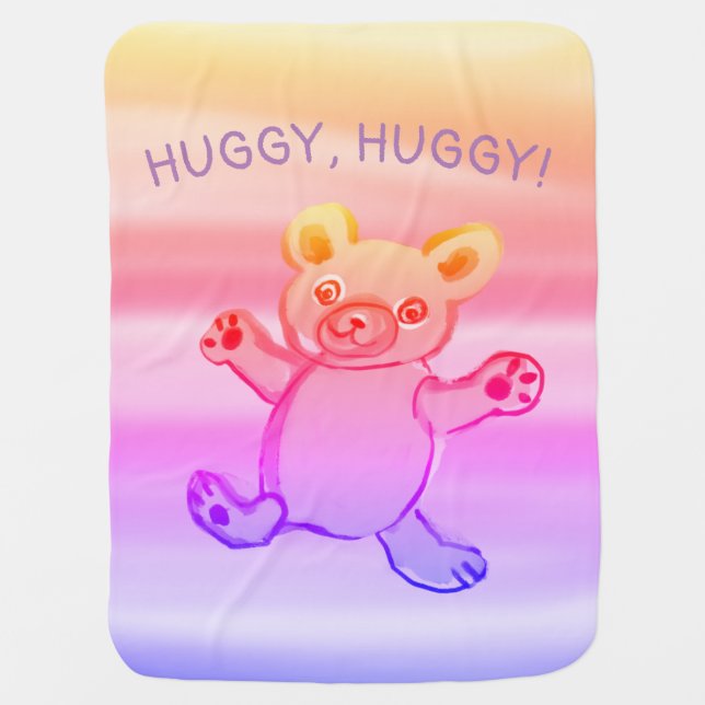 huggy, huggy, teddy bear baby blanket (Front)