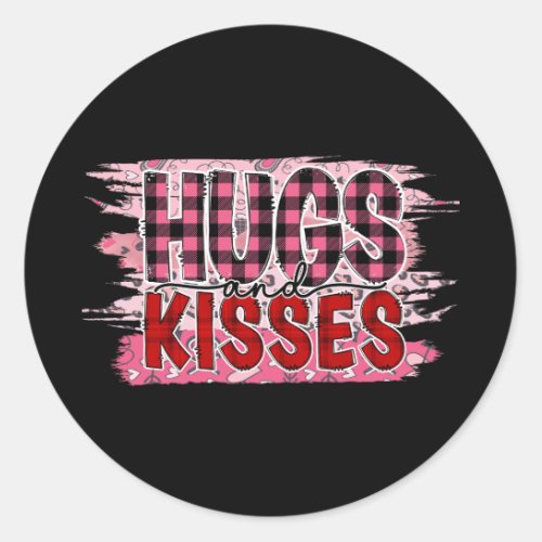 Hugh and Kisses black background Classic Round Sticker