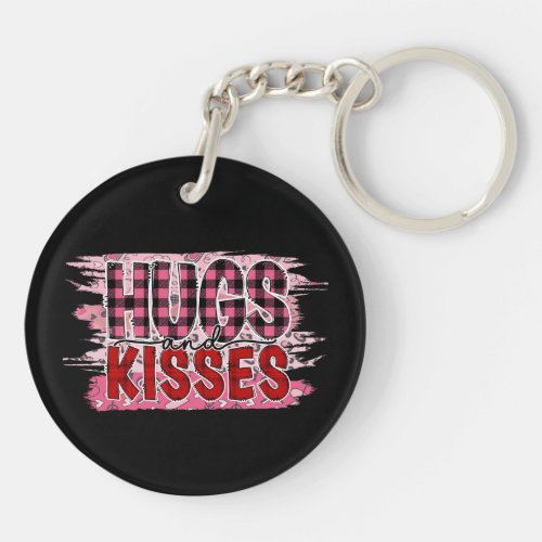 Hugh and Kisses black background Keychain