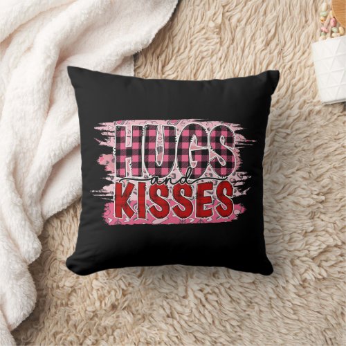 Hugh and Kisses with dark background Throw Pillow