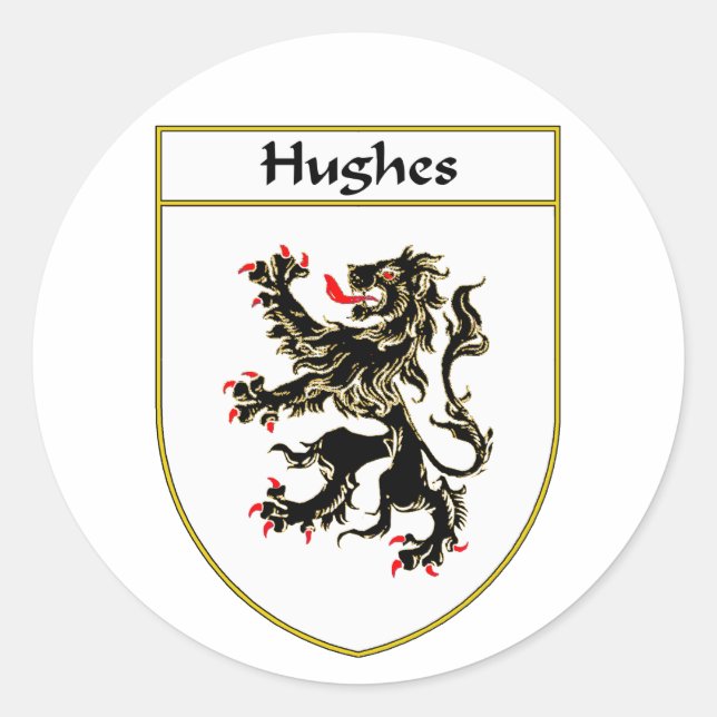 Hughes Coat of Arms Classic Round Sticker (Front)