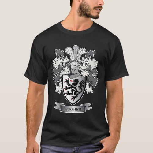 Hughes Family Crest Coat of Arms T_Shirt