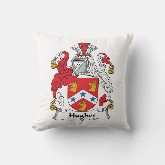 Hughes Family Crest Throw Pillow (Front)