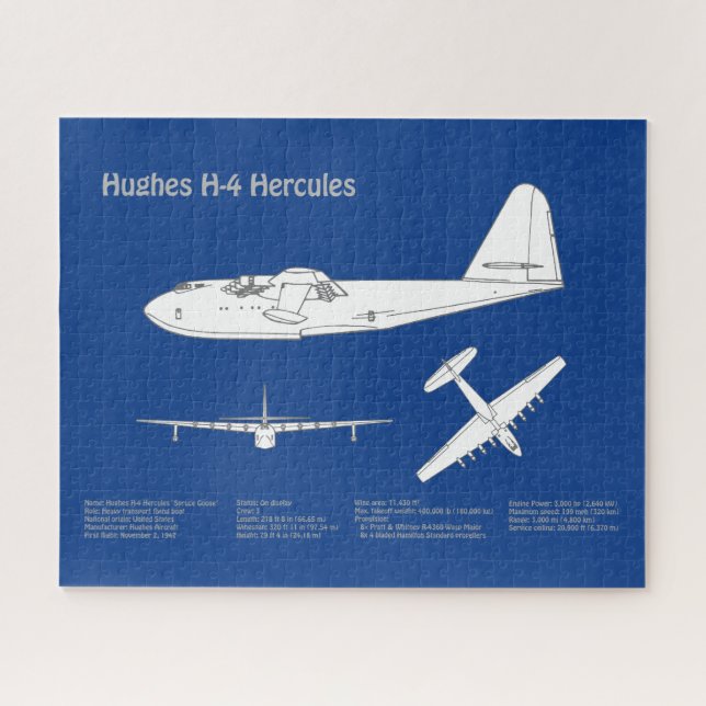 Hughes H-4 Hercules Spruce Goose - Airplane Plans  Jigsaw Puzzle (Horizontal)