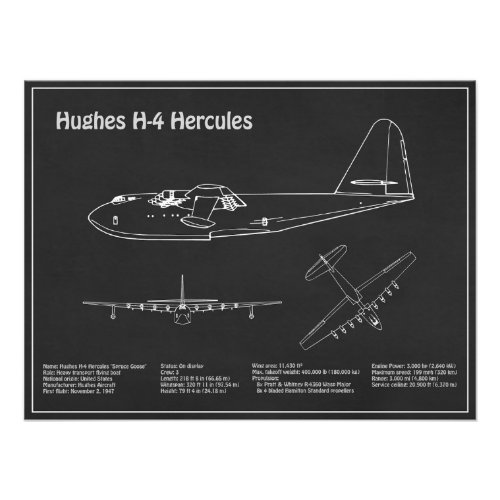 Hughes H_4 Hercules Spruce Goose _ Airplane Plans  Photo Print