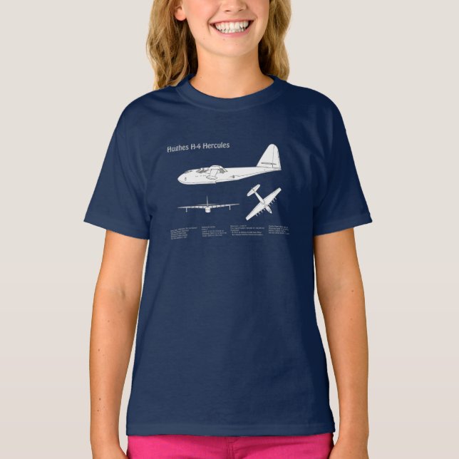 Hughes H-4 Hercules Spruce Goose - Airplane Plans  T-Shirt (Front)