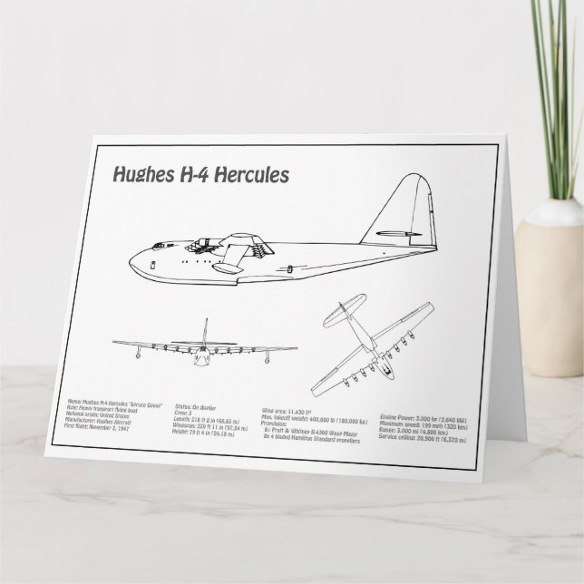 Hughes H-4 Hercules Spruce Goose - Airplane Plans  Thank You Card (Front)