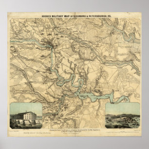 Hughes Military Map Of Richmond and Petersburgh Poster