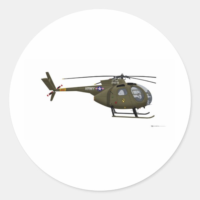 Hughes OH-6 Cayuse Cav Classic Round Sticker (Front)