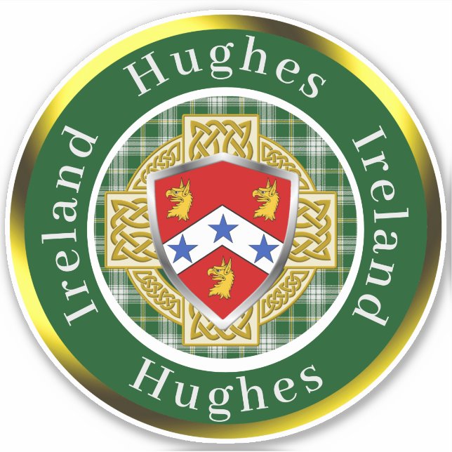 Hughes Shield & Celtic Cross Personalized Sticker (Front)