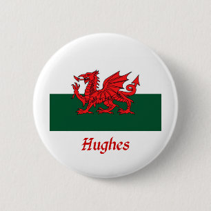Hughes Welsh Flag Pinback Button