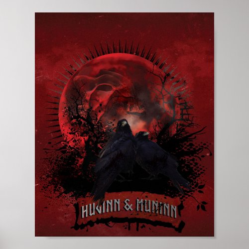Huginn and Muninn Odin Ravens Poster