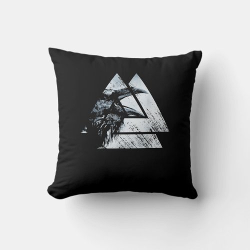 Huginn and Muninn Viking Odins Throw Pillow