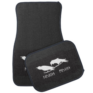 Huginn and Muninn Viking Ravens Ink Design Car Floor Mat