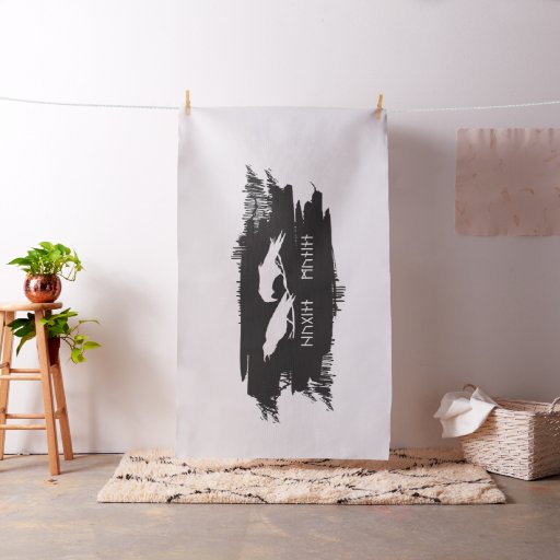 Huginn and Muninn Viking Ravens Ink Design Fabric