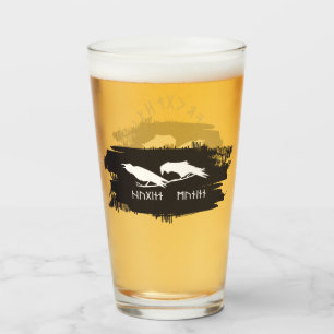Huginn and Muninn Viking Ravens Norse Ink Glass