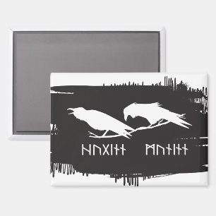 Huginn and Muninn Viking Ravens Norse Ink Magnet