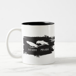 Huginn and Muninn Viking Ravens Norse Ink Two-Tone Coffee Mug
