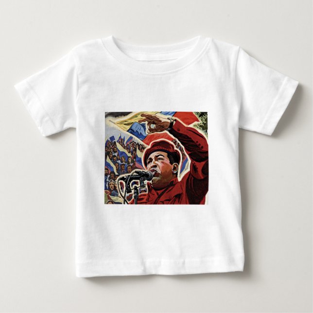 Hugo Chavez - Cartoon Revolution style Baby T-Shirt (Front)