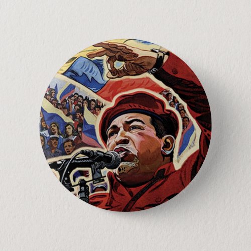 Hugo Chavez _ Cartoon Revolution style Pinback Button