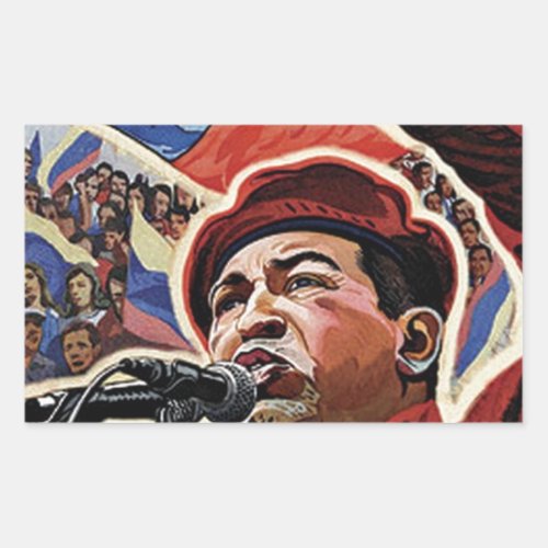 Hugo Chavez _ Cartoon Revolution style Rectangular Sticker
