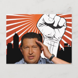 Hugo Chavez - Hugo Salutes style Postcard
