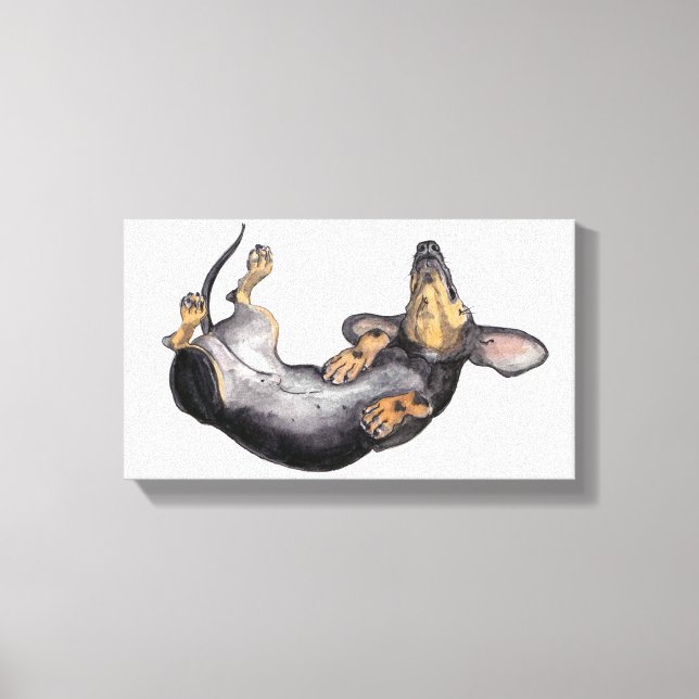 Hugo the dachshund sleeping canvas wall art (Front)