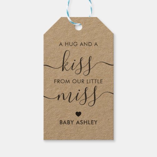 Hugs and Kiss from Our Little Miss Baby Shower Gift Tags