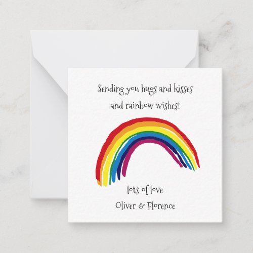Hugs And Kisses And Rainbow Wishes Note Card