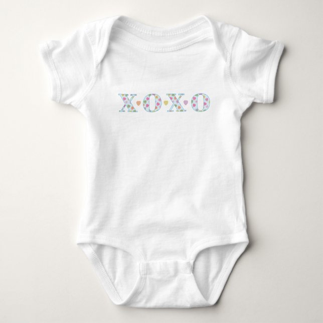 Hugs and Kisses Baby Valentine Bodysuit (Front)