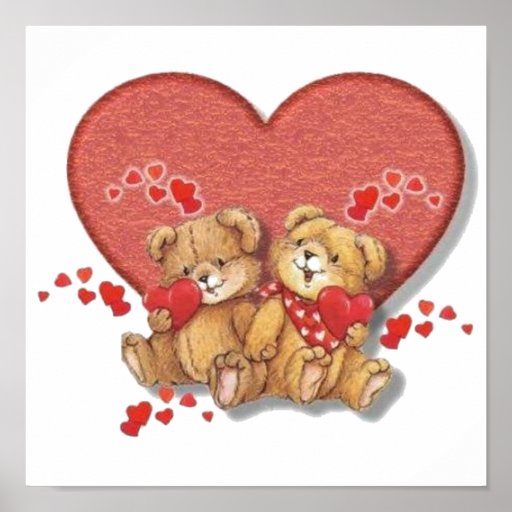 Hugs and Kisses Bears Poster | Zazzle