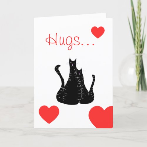 Hugs and Kisses Black Cats Valentines Day Holiday Card