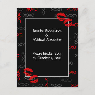 Hugs and Kisses Black Red Wedding Response Cards