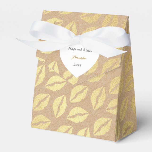 Hugs and Kisses Cardboard Birthday Wedding Favor Boxes (Front Side)