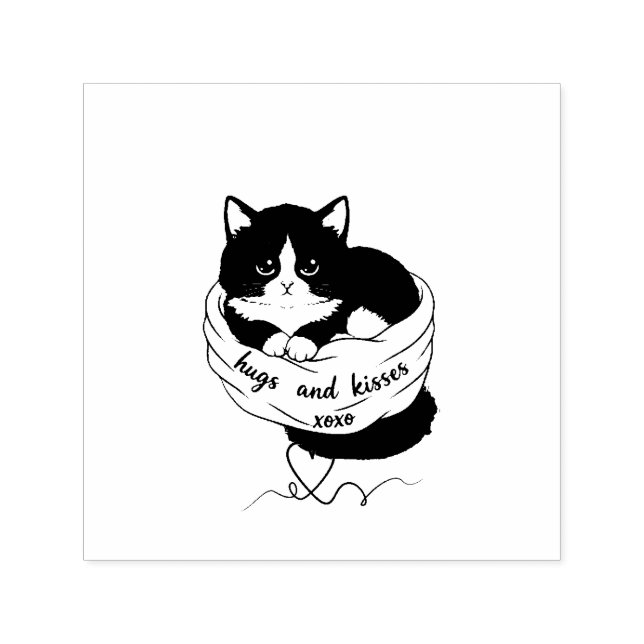 hugs and kisses cat lover's self-inking stamp (Design)