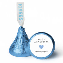 Hugs and Kisses Cute Modern Blue Boy Baby Shower Hershey®'s Kisses®