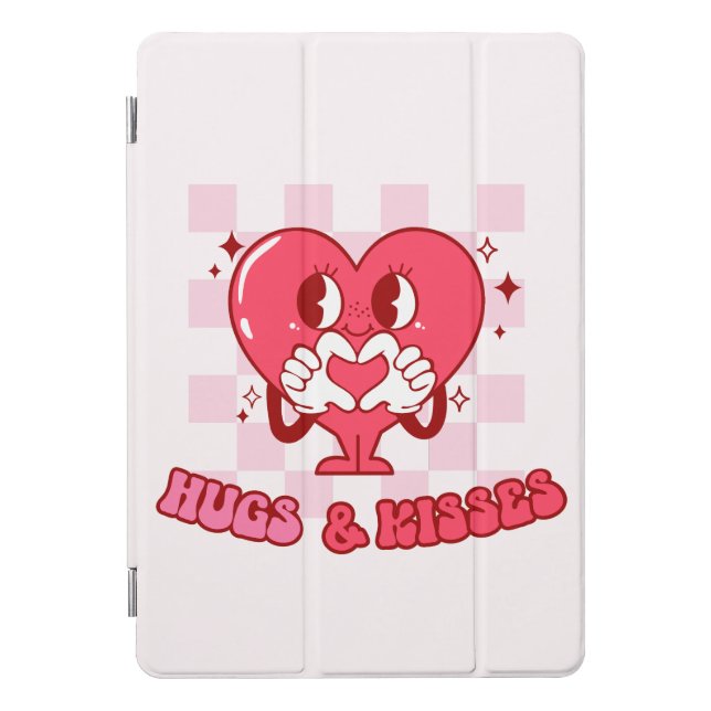 Hugs and Kisses" | Cute Pink Heart Love iPad Pro Cover (Front)