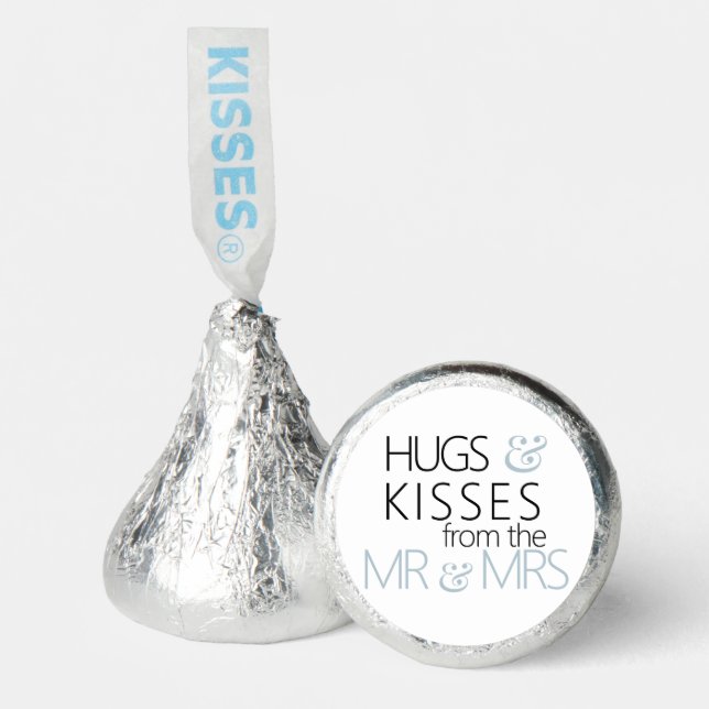 Hugs and Kisses Dusty Blue Hershey's Candy Favors (Front)