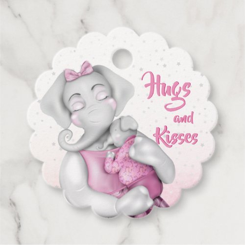 Hugs and Kisses Elephant Mom  Baby Shower Favor Tags