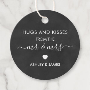 Hugs and Kisses from the Mr and Mrs, Chalkboard Favor Tags