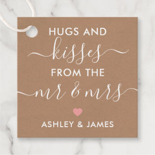 Hugs and Kisses from the Mr and Mrs Kraft & Pink Favor Tags
