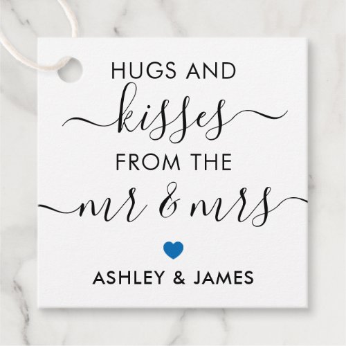 Hugs and Kisses from the Mr and Mrs Tag Blue Favor Tags