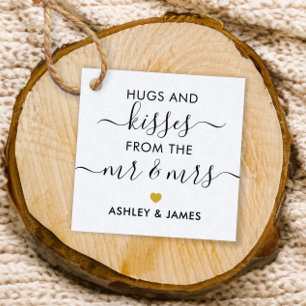 Hugs and Kisses from the Mr and Mrs Tag, Gold Favor Tags