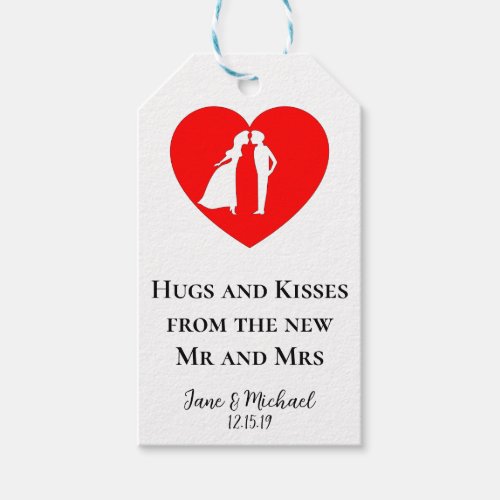 Hugs and Kisses from the Mr and Mrs Wedding Tags