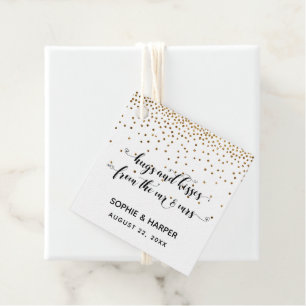 Hugs and Kisses from the Mr & Mrs Hearts Confetti Favor Tags