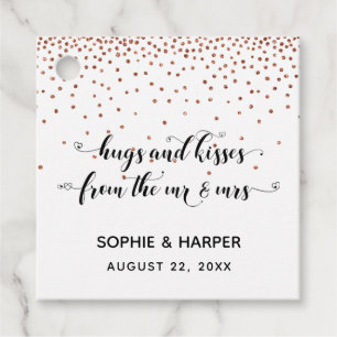 Hugs and Kisses from the Mr & Mrs Hearts on Copper Favor Tags